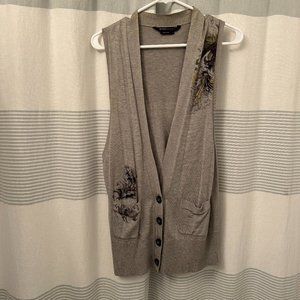 BCBG Maxazria Grey Vest with Detailing - Size Small